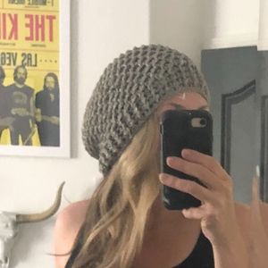 Knit hat ~ Gray & Silver ~